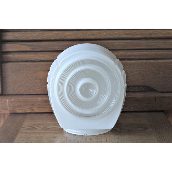 White and Clear Glass Light Cover, Round Wall Sconce Lamp Shade, Art Deco Globe - Picture 1 of 7